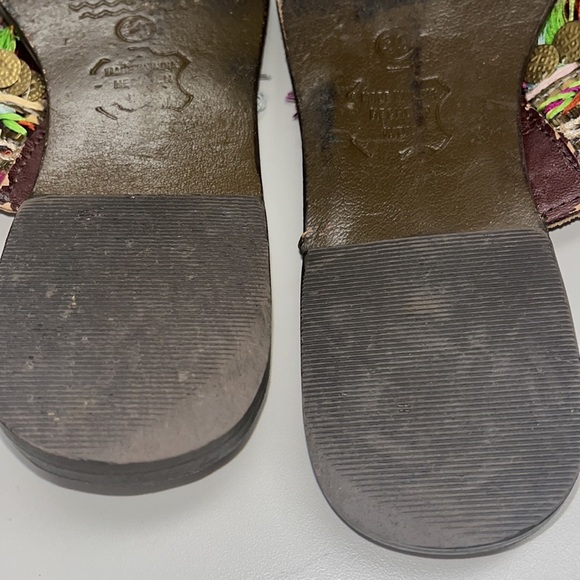 Anthropologie Z&L boho coin embellished fringe style leather flip flops size 39 - Picture 7 of 16